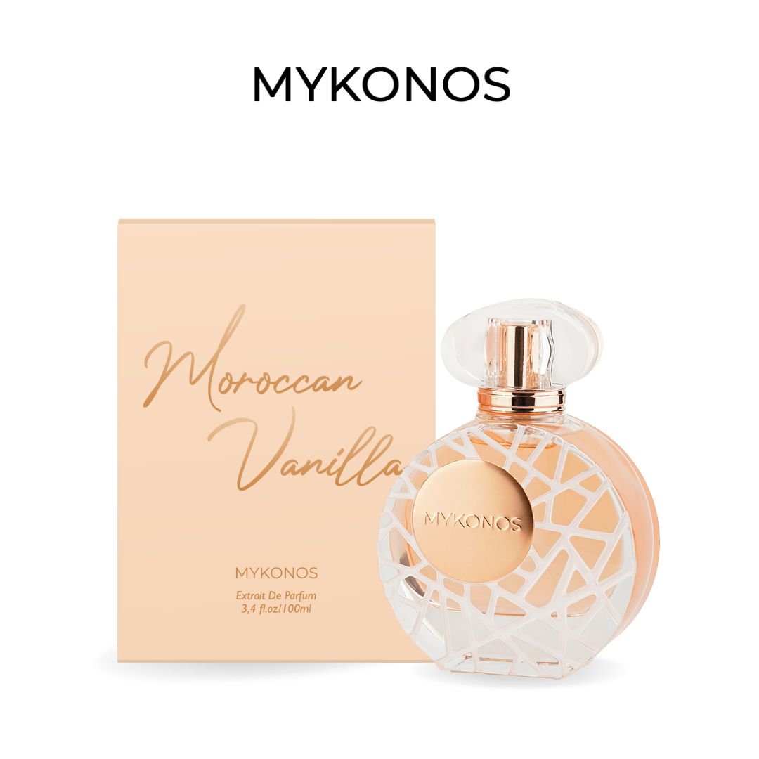 Mykonos Moroccan Vanilla Extrait de Parfum – bottle and box